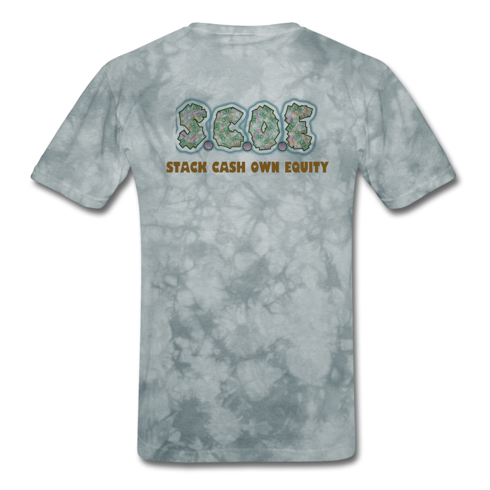 S.C.O.E Healthy Wealthy Wise Vintage T-Shirt - grey tie dye