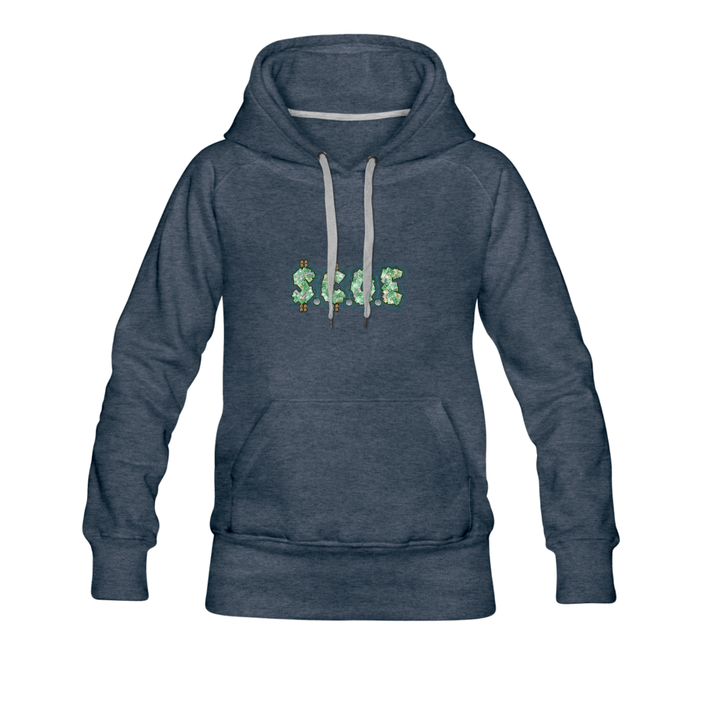 S.C.O.E Women's Multi-Color Logo Hoodie - heather denim