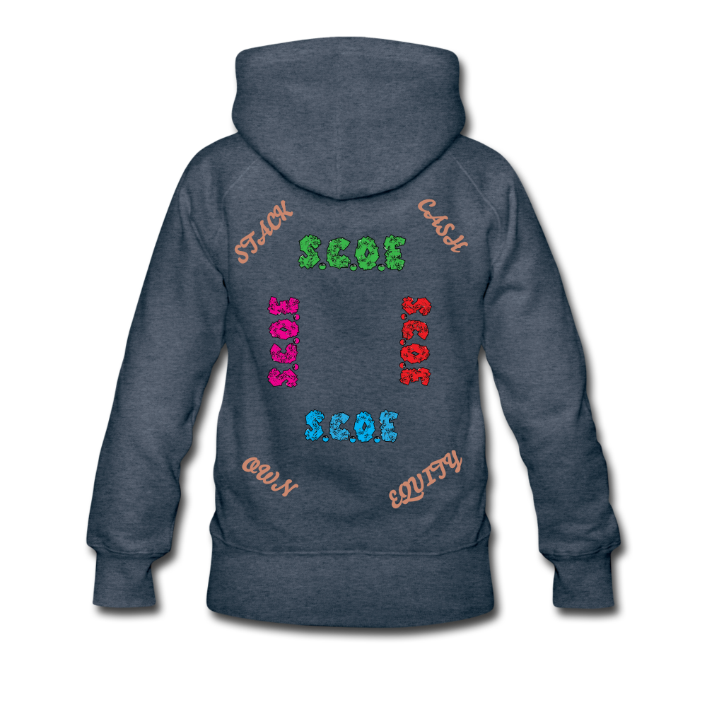 S.C.O.E Women's Multi-Color Logo Hoodie - heather denim