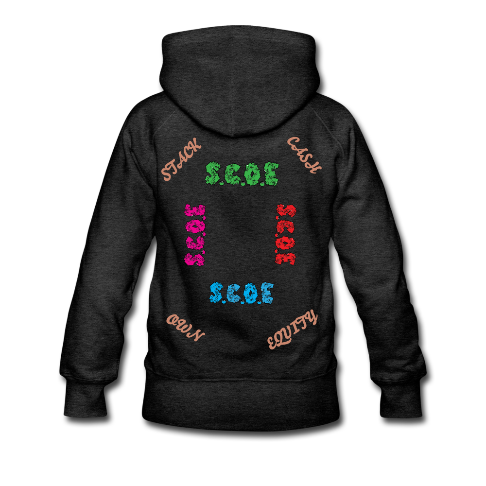 S.C.O.E Women's Multi-Color Logo Hoodie - charcoal gray