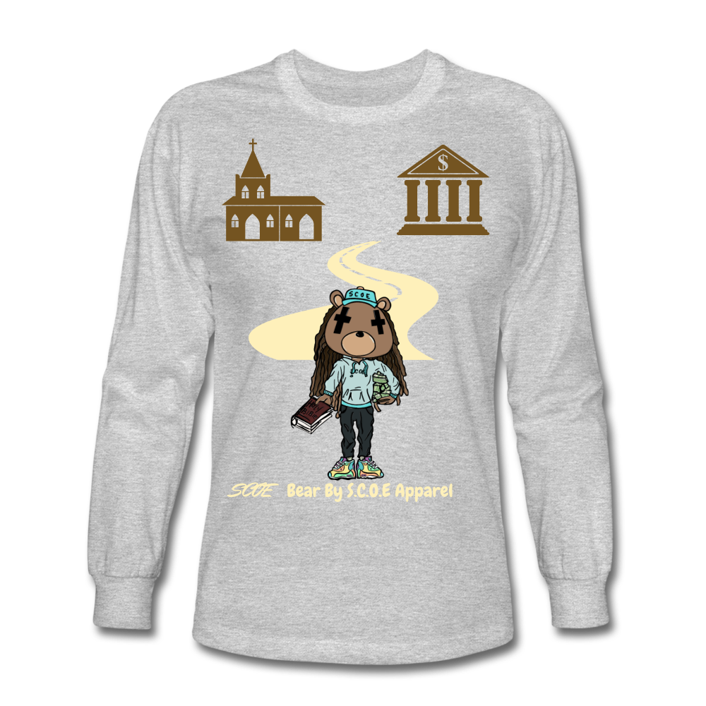 S.C.O.E Bear Spiritually Wealthy Long Sleeve - heather gray