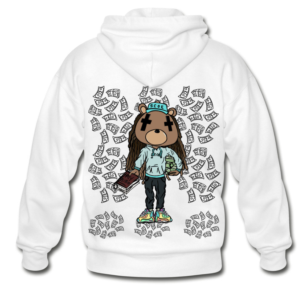 S.C.O.E Bear Money Zip Hoodie - white