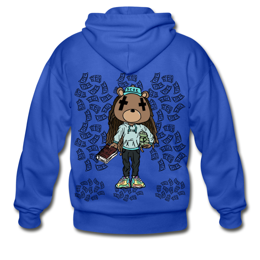 S.C.O.E Bear Money Zip Hoodie - royal blue