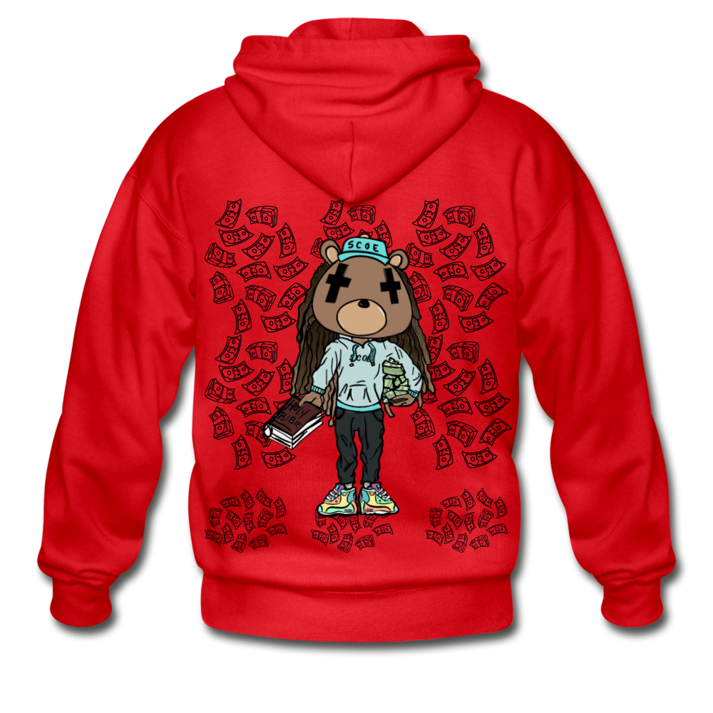 S.C.O.E Bear Money Zip Hoodie - red