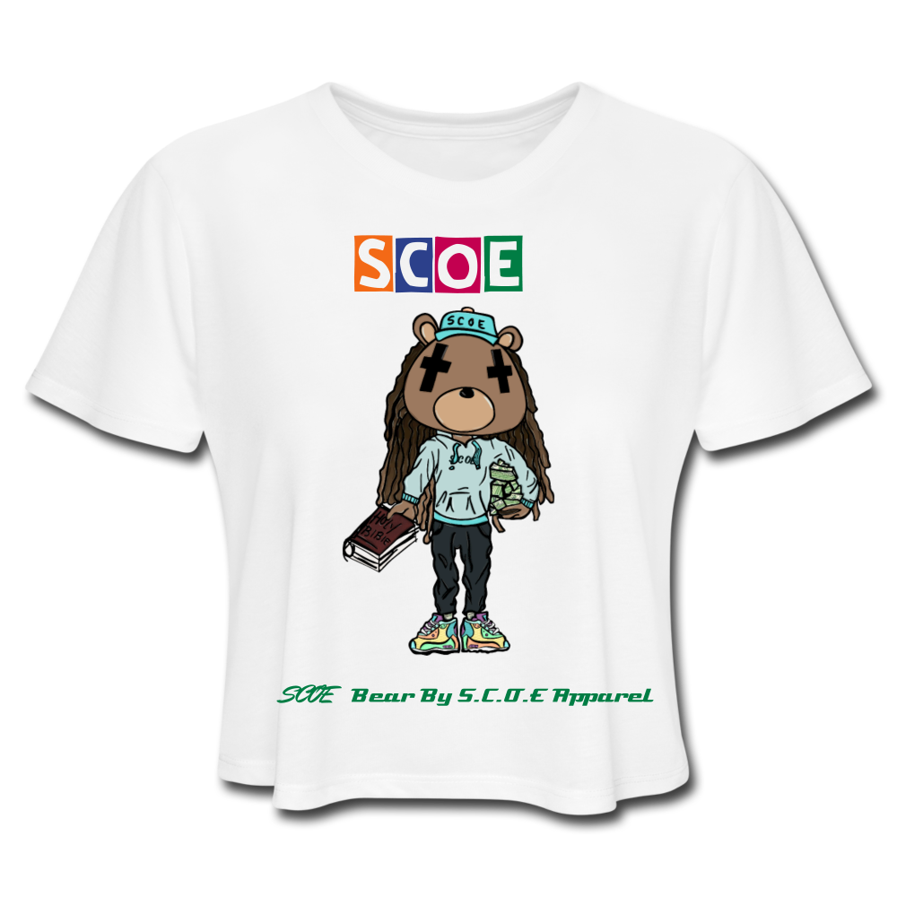 S.C.O.E Bear Crop Top - white