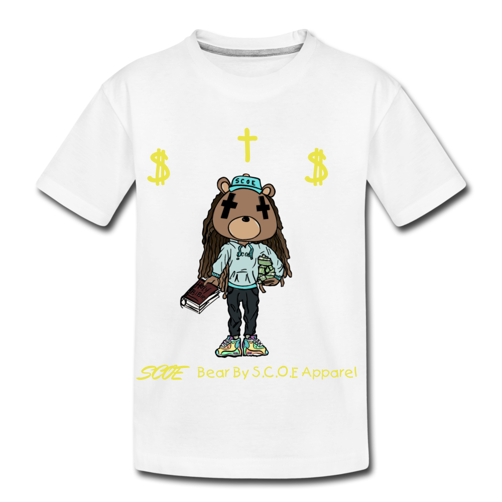 S.C.O.E Bear Kids $ T-Shirt - white