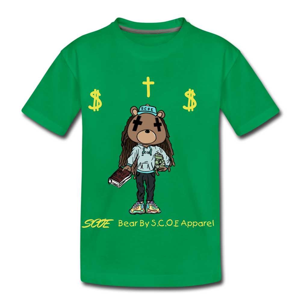 S.C.O.E Bear Kids $ T-Shirt - kelly green
