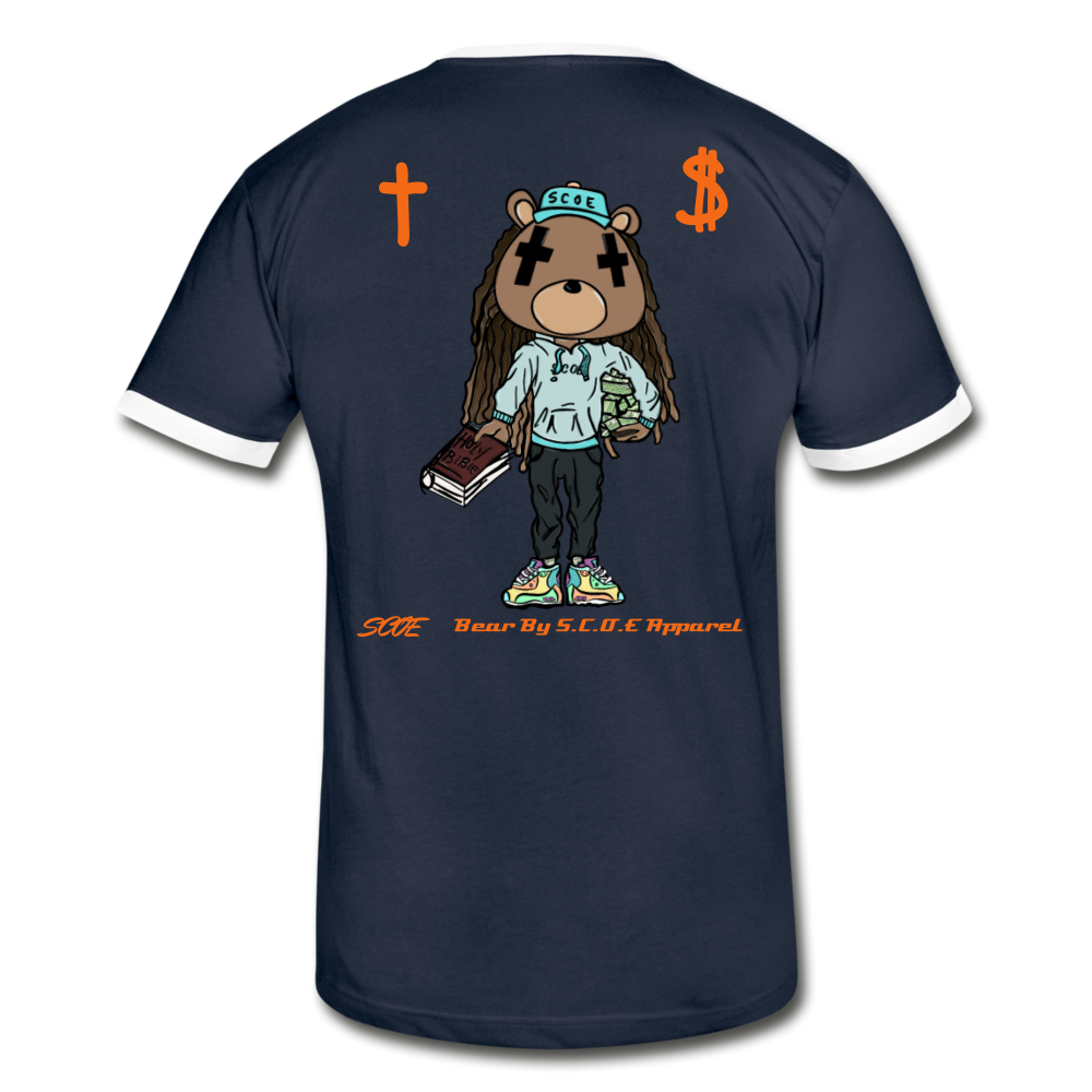 S.C.O.E Bear "Faith Is" T-Shirt - navy/white