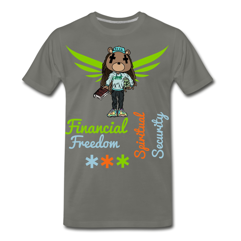 S.C.O.E Bear Financial Freedom x Spiritual Security T-Shirt - asphalt gray