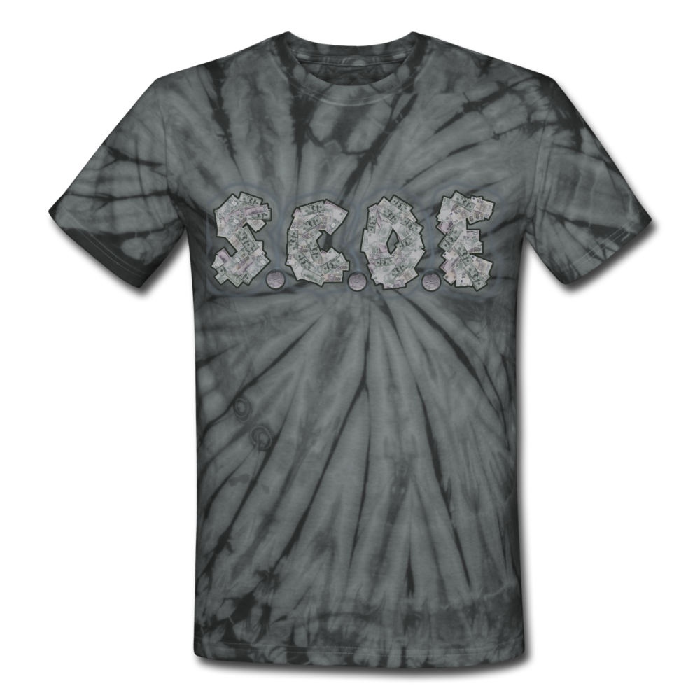 S.C.O.E Unisex Tie Dye T-Shirt - spider black