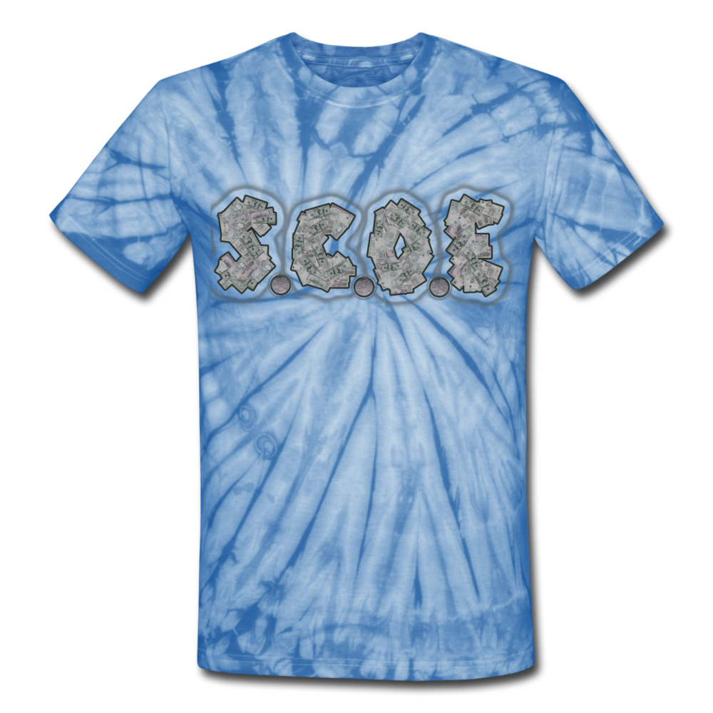 S.C.O.E Unisex Tie Dye T-Shirt - spider baby blue