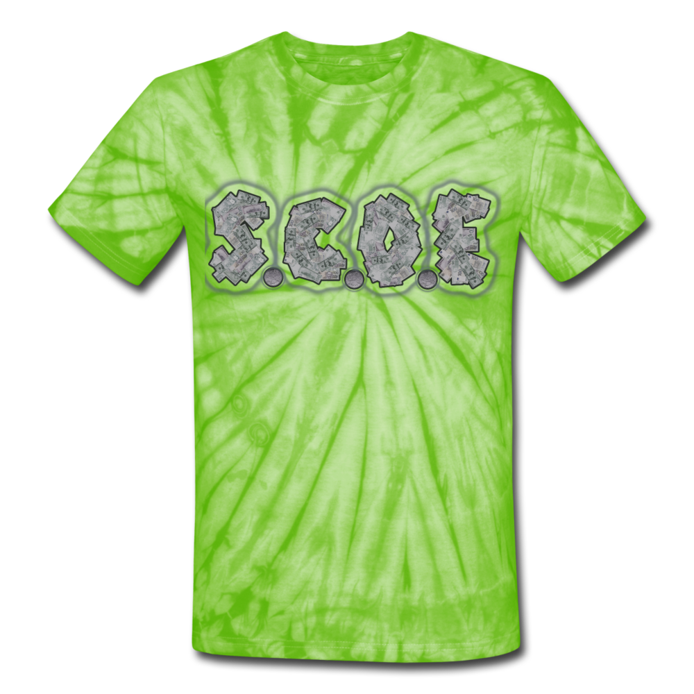 S.C.O.E Unisex Tie Dye T-Shirt - spider lime green