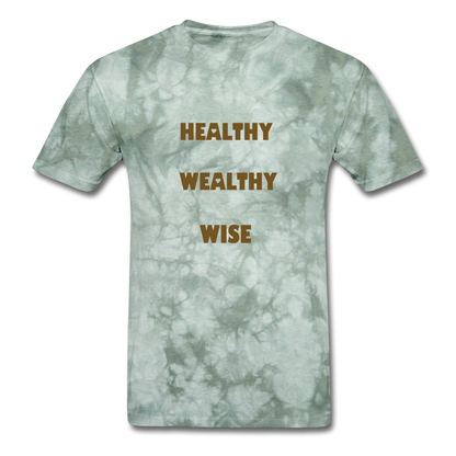 S.C.O.E Healthy Wealthy Wise Vintage T-Shirt - military green tie dye