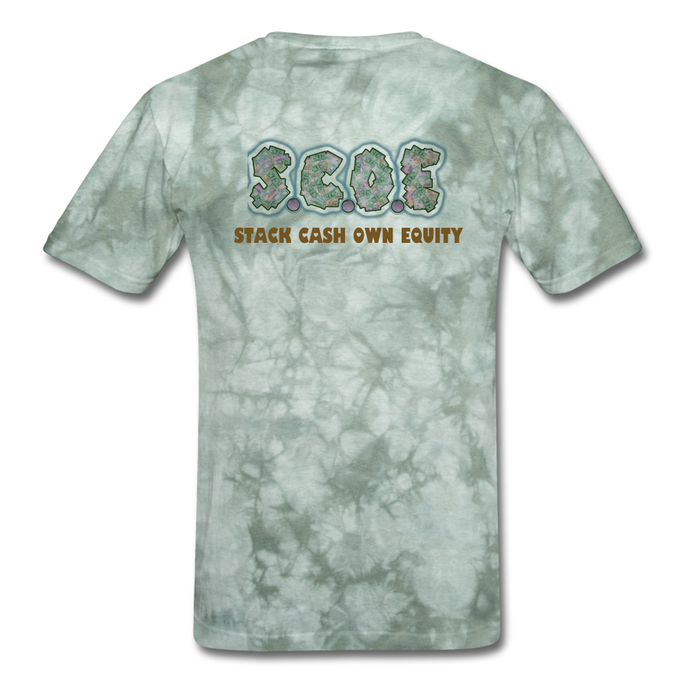S.C.O.E Healthy Wealthy Wise Vintage T-Shirt - military green tie dye
