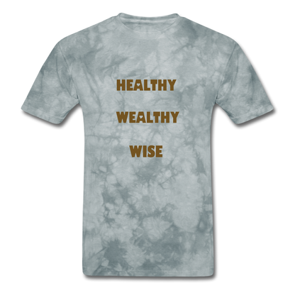 S.C.O.E Healthy Wealthy Wise Vintage T-Shirt - grey tie dye