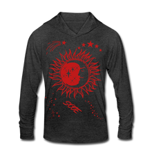 Load image into Gallery viewer, S.C.O.E Moon &amp; Stars Tri-Blend Hoodie - heather black
