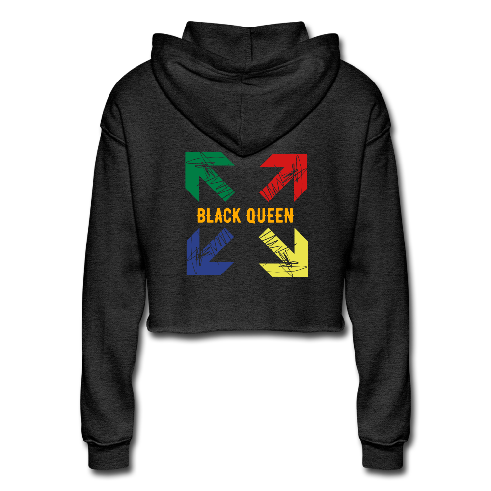 S.C.O.E Black Queen Cropped Hoodie - deep heather