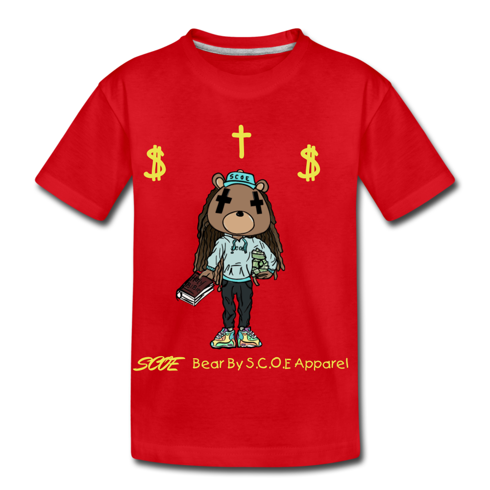 S.C.O.E Bear Kids $ T-Shirt - red