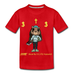 S.C.O.E Bear Kids $ T-Shirt - red