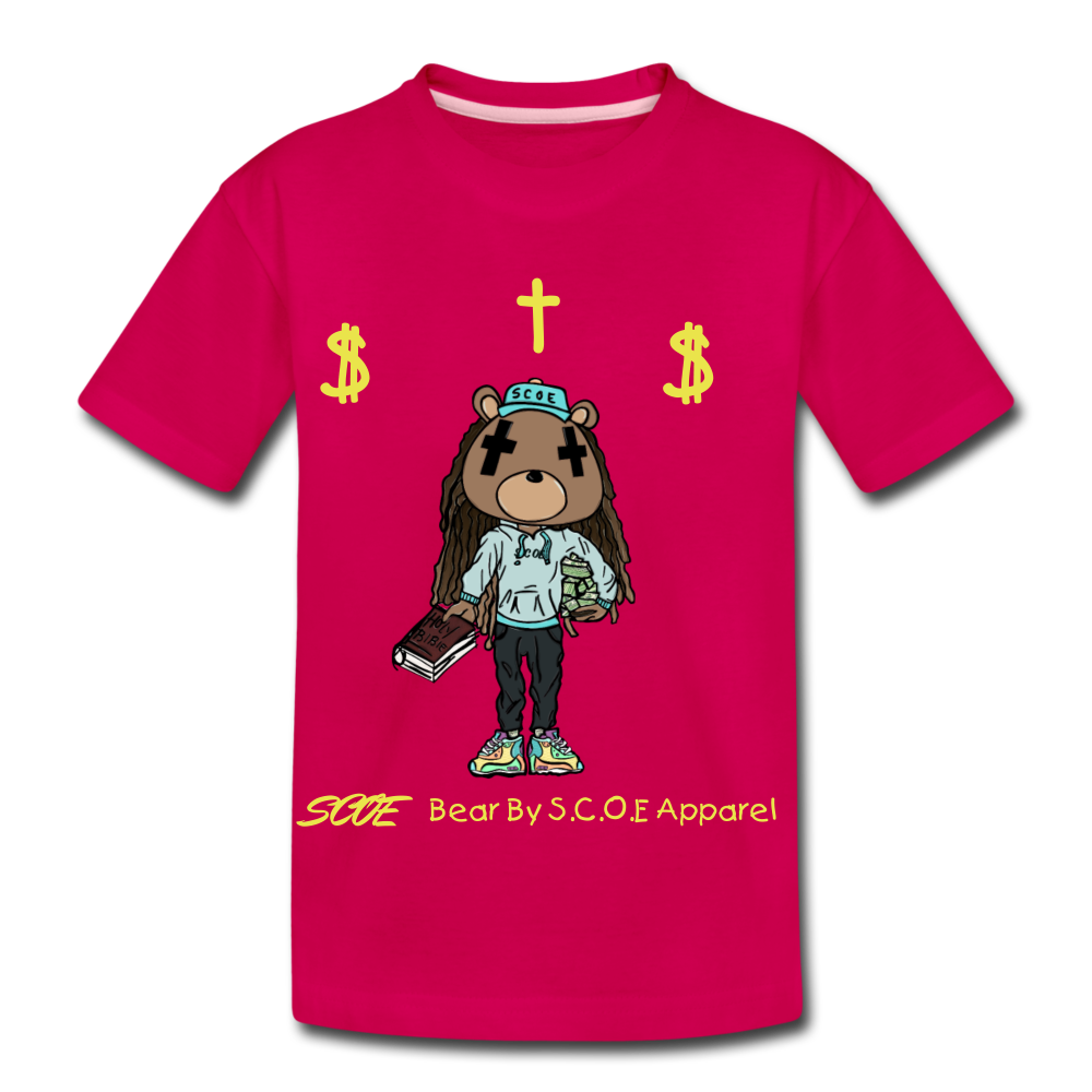 S.C.O.E Bear Kids $ T-Shirt - dark pink