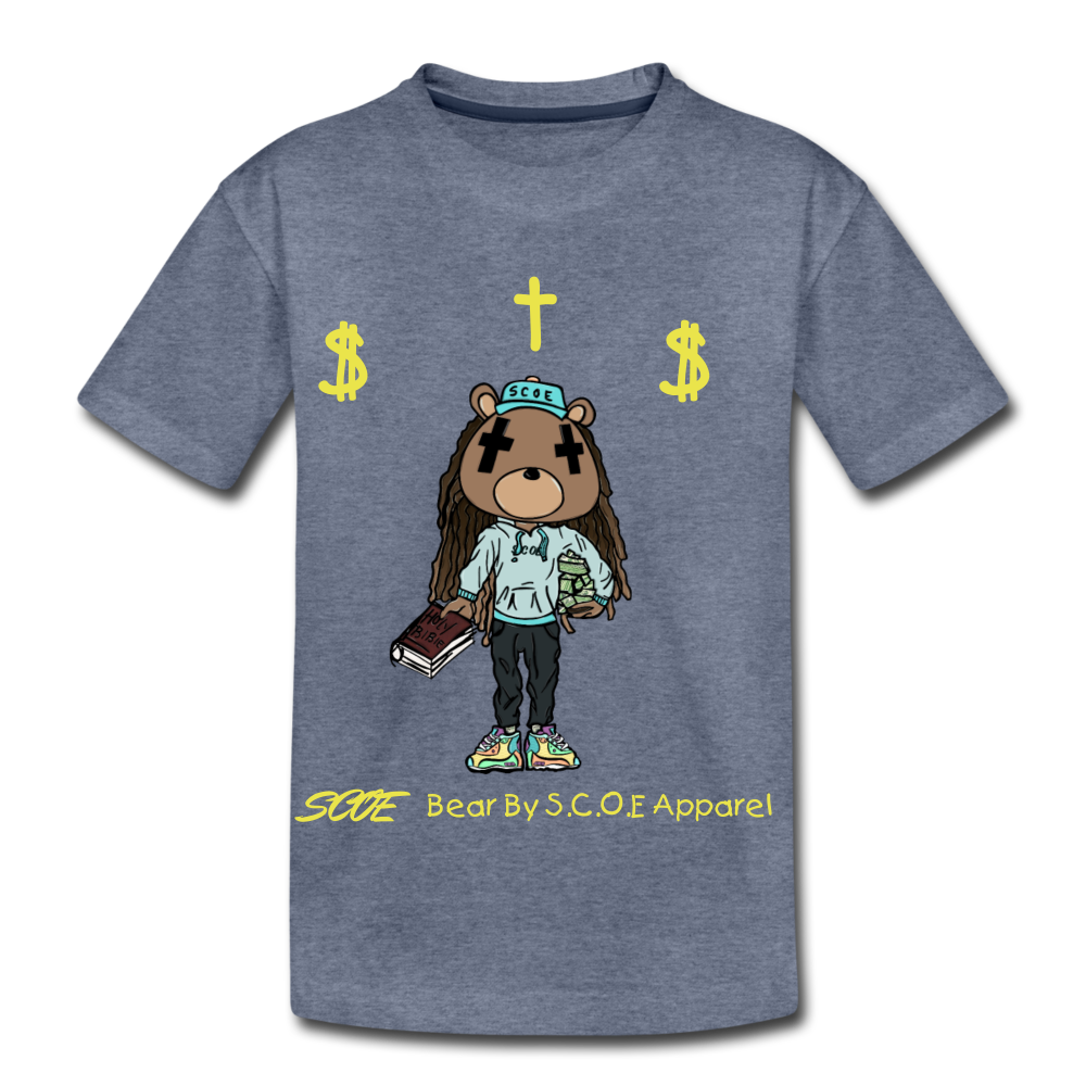 S.C.O.E Bear Kids $ T-Shirt - heather blue