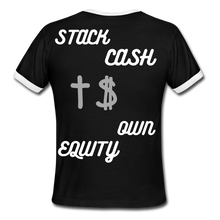 Load image into Gallery viewer, S.C.O.E Faith + Money Ringer T-Shirt - black/white